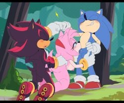 1girls 2boys alternative_version_available amy_rose apinkgrape balls bent_over breasts double_penetration double_team female_penetrated fist_bump oral oral_penetration oral_sex outside_sex penis sex shadow_the_hedgehog sonic_(series) sonic_the_hedgehog sonic_the_hedgehog_(series) spitroast threesome trio vagina vaginal vaginal_penetration vaginal_sex