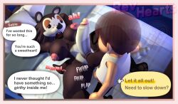 anal anal_sex animal_crossing anthro bed big_penis breasts comic duo eulipotyphlan furniture genitals gynomorph hedgehog hi_res humanoid intersex intersex/male male mammal moan nintendo penetration penis revhearts sable_able villager_(animal_crossing)