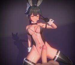 1boy 1girls 3d artist_request asian asian_female azur_lane big_breasts big_cock big_penis black_gloves black_hair bow bowtie branded bunny_ears bunny_girl bunnysuit cock cowgirl_position cuff_links cuffs gloves hair_ribbon huge_cock huge_penis inner_sideboob koikatsu leotard licking_lips light-skinned_female light-skinned_male light_skin long_hair long_ponytail longing_eyes obedient peace_sign penis presenting presenting_pussy pubic_tattoo queen_of_hearts ribbon see-through_clothing takao_(azur_lane) thick_penis thighhighs tongue_out transparent_bunnysuit v