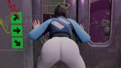 1girls 3d against_wall alternate_costume animated ark_(fortnite) ass ass_focus ass_shake black_hair bodysuit female female_only fortnite from_behind hair_bun huge_ass jiggle kishi mp4 no_sound pants shiny shiny_hair short_hair solo tagme tight_pants twerking video