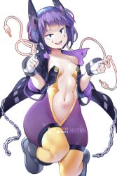 1girls breasts bunny_ears bunny_girl bunnysuit female hotvr kyoka_jiro light-skinned_female light_skin my_hero_academia petite petite_body purple_hair short_hair slim_body small_breasts smile thighs