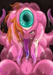 1girls 3_eyes female hair_loss huge_breasts monster monsterification multi_eye mutant mutation nipples post_transformation sharp_teeth tear tears tears_of_pain thick_thighs transformation unusual_anatomy wide_hips