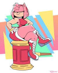 amy_rose breasts closed_eyes female fur hammer hand_on_hip hedgehog ineptoutcast sega sonic_(series) thick_thighs video_games wide_hips