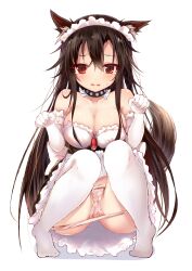 1girls animal_ears breasts cleavage efe enmaided kagerou_imaizumi large_breasts long_gloves maid panties panty_pull socks touhou