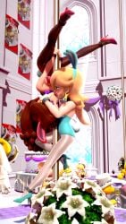 2girls 3d 3d_(artwork) alternate_version_at_patreon alternate_version_at_source bunny_ears bunnysuit female female_only hammer_bros. indoors kissing lipstick lipstick_mark making_out mario_(series) onmodel3d pauline princess_rosalina stripper_pole super_mario_bros. super_mario_odyssey tagme wendy_o._koopa