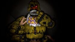 2019 ambiguous_penetration arm_grab being_watched bib cowgirl_position dick female finger_in_own_mouth five_nights_at_freddy's five_nights_at_freddy's_4 hi_res human ingame_model interspecies larger_female looking_at_viewer male male/female male_pov nightmare_chica_(fnaf) nightmare_mangle on_model penis pov red_eye robot robot_girl sex sharp_teeth size_difference starkiller286 video_games voyeur