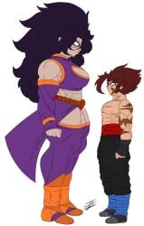 1boy1girl 2019 blindstash breasts clothed clothing dragon_ball dragon_ball_xenoverse duo female larger_female male original_characters saiyan side_view size_difference smaller_male tagme