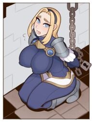 1girls big_breasts breasts female female_only fully_clothed large_breasts league_of_legends looking_at_viewer luxanna_crownguard nipple_bulge solo splashbrush