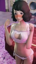 1girls 3d bedroom female female_only lingerie persona persona_5 ratsoaps sadayo_kawakami solo tagme