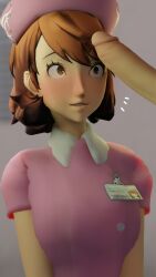 aroused erection female nervous nurse penis_out persona persona_3 ratsoaps surprised yukari_takeba