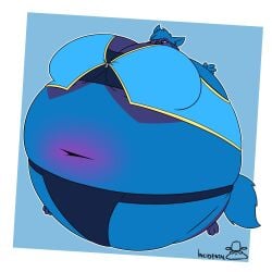 big_breasts blueberry_inflation breasts female incidentalsnail pokémon_(species) pokemon riolu spherical_inflation sunken_head sunken_limbs