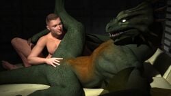 3d_(artwork) digital_media_(artwork) dragon duo female feral finger_fuck fingering genitals human interspecies male male/female mammal membrane_(anatomy) membranous_wings muscular nude tail vaginal_penetration wings wooky zoophilia