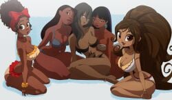 5girls afrolatina areolae big_breasts black_hair breasts chel colombian_female coolerinker crossover dark-skinned_female dark_skin disney dolores_madrigal dreamworks eastern_and_western_character encanto harem high_resolution inker_comics inkershike latina lilo_and_stitch long_hair looking_at_viewer maria_posada mexican_female michiko_malandro michiko_to_hatchin multiple_girls nani_pelekai seductive seductive_smile smile the_book_of_life the_road_to_el_dorado