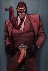 bara dilf egabbacc gay male_only penis_out solo_male spy spy_(team_fortress_2) team_fortress_2