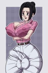 1futa 2d big_breasts bimbo bimbo_body bimbo_futanari black_hair breasts bulge bulge_through_clothing busty casual chichi chichi_(bulma's_party) chichi_futa cleavage clothed dragon_ball dragon_ball_z full_color fully_clothed futa_only futanari hashimiro_takahi huge_cock milf nipples nipples_visible_through_clothing no_penetration no_sex pants_bulge penis_bulge penis_under_clothes solo solo_futa tagme testicle_bulge topknot voluptuous voluptuous_futanari