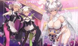 ariane_the_labrynth_servant arianna_the_labrynth_servant blush demon dress duel_monster female heart hsin huge_breasts labrynth_of_the_silver_castle lovely_labrynth_of_the_silver_castle maid_uniform multiple_girls puppet underwear white_dress white_hair yu-gi-oh!