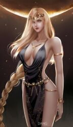 1girls artist_request big_breasts breasts cleavage dangart elden_ring female female_only femdom fromsoftware goddess high_slit_dress marikastits milf queen queen_marika_the_eternal royalty solo