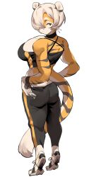 1girls alternate_hair_color amber_eyes anthro arknights aspirindabaitu big_ass big_breasts breasts bubble_butt female huge_ass mx99926 solo solo_female tiger tiger_girl waai_fu_(arknights)