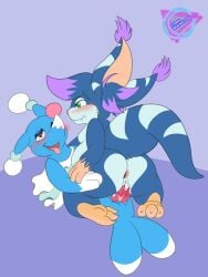 <3_eyes 3:4 absurd_res anthro anus ass barefoot blue_body blush bodily_fluids brionne butt_heart chua claws cowgirl_position cum cum_drip cum_in_pussy cum_inside dripping duo feet female feral from_front_position gaping gaping_anus gaping_pussy generation_7_pokemon genital_fluids genitals heart hi_res long_ears long_tail luna_muenster_(fursona) lunamuenster male male/female mammal marine nintendo on_bottom on_top penetration penis pinniped pokemon pokemon_(species) power_bottom pussy rodent seal sex short_stack slightly_chubby soles tail toe_claws toes tongue tongue_out vaginal_penetration vaginal_penetration wildstar