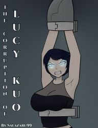 angry angry_face armpits black_hair blue_eyes comic comic_cover infamous_(series) infamous_2 lucy_kuo salazaru tech_control