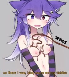 1girls animal_ears areolae bbq blush breasts cat_ears catgirl female female_only heterochromia indie_virtual_youtuber light-skinned_female light_skin meme neko nekomimi nipple_pinch nipple_play nipples nude nude_female open_mouth pinching_nipples playing_with_nipple pubes pubic_hair purple_eyes purple_hair purple_nipples purple_pussy red_eyes rubbing_clitoris rubbing_pussy sauce skull small_breasts solo solo_female squirt totless_(vtuber) tsuki_kimura virtual_youtuber vrchat vtuberfanart