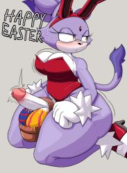 1dickgirl 1girls anthro balls big_penis blaze_the_cat bunnysuit dickgirl domestic_cat easter erection furry futa_only futanari huge_balls intersex oversized_balls painted_balls simple_background sonic_(series) sonic_rush sonic_the_hedgehog_(series) tagme tascom thick_thighs voluptuous_dickgirl voluptuous_futanari wide_hips