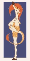 absurd_res anthro big_breasts breasts cloven_hooves colored_nails feet female flexible genitals gesture giraffe giraffid hair hi_res holding_leg_up hooves horn long_neck looking_at_viewer mammal mane mane_hair maris(xzorgothoth) markings nails navel on_one_leg orange_body orange_eyes orange_hair ossicone presenting presenting_pussy pussy raised_leg simple_background smile solo splits spread_legs spreading standing tail tail_tuft toes tuft underhoof vertical_splits xzorgothoth