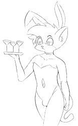 1boy 2023 anthro bent_arm beverage big_ears big_eyes biped bored bulge bunny_costume choker clothed clothed_anthro clothed_male clothing collarbone container costume crossdressing cup curved_eyebrows cutout digital_drawing_(artwork) digital_media_(artwork) disinterested domestic_cat drinking_glass extended_arm eyebrow_through_hair eyebrows eyelids felid feline felis girly glass glass_container glass_cup gold-white-kott hair hi_res holding_object holding_tray inner_ear_fluff iris jewelry leo_(vg_cats) leotard lidded_eyes male mammal monochrome mouth_closed navel navel_cutout necklace no_pupils penis_bulge playboy playboy_bunny portrait prick_ears short_hair small_nose solo tail three-quarter_portrait three-quarter_view translucent translucent_hair tray tuft vg_cats walking webcomic