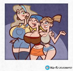 3girls female female_only huge_breasts jojobrito lindsay's_sisters lindsay_(tdi) sisters total_drama_island