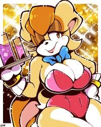 anthro big_breasts bowtie bunny_ears bunny_girl bunnysuit chubby chubby_female cleavage cream_fur drinks eyeliner female furry legendofnerd leotard makeup milf orange_hair serving_drink sonic_(series) sonic_the_hedgehog_(series) thick_thighs vanilla_the_rabbit voluptuous waitress wide_hips wink