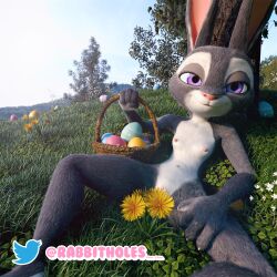 anthro ass bedroom_eyes breasts detailed_background digital_media_(artwork) disney easter easter_bunny easter_egg erect_nipples female fingers first_person_view flat_chested fur genitals grey_body grey_fur hair half-closed_eyes holidays judy_hopps lagomorph leg_grab leporid looking_at_viewer lying mammal midriff multicolored_body multicolored_fur narrowed_eyes nature nature_background nipples nude on_back outside plant purple_eyes pussy rabbit rabbitholes seductive size_difference small_breasts smaller_female smile solo spread_legs spreading thigh_grab tree white_body white_fur zootopia