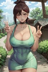 abs ai_generated asymmetrical_hair athletic_female big_areola big_ass big_breasts big_butt big_nipples blush brown_eyes brown_hair chainsaw_man choker curvaceous curvy curvy_body curvy_female curvy_figure cute hairclip hi_res higashiyama_kobeni highres hpeq huge_ass huge_breasts massive_breasts mommy muscular_female obliques park peace_sign puffy_nipples shy stable_diffusion sweatdrop thick thick_ass thick_lips thick_thighs tight_clothes tight_clothing tight_dress voluptuous voluptuous_female wide_hips