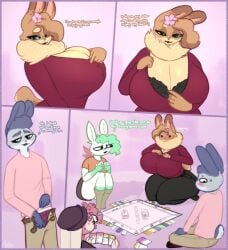 big_breasts breasts breasts_bigger_than_head embarrassed furry hazel_(shakotanbunny) huge_breasts klaus_(shakotanbunny) meme monopoly shakotanbunny underwear undressing