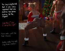 big_ass big_breasts big_butt big_penis bulge_through_clothing bullying christmas english_text hitchcock interracial male milf mother text twerking