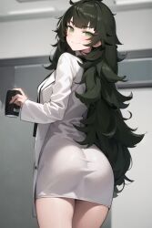 ai_generated fully_clothed hiyajou_maho lab_coat large_ass long_hair self_upload steins;gate steins;gate_0