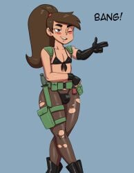 1femboy armwear bikini bikini_bottom bikini_top black_gloves blush brown_eyes brown_hair bulge bulge_through_clothing canon_crossdressing cosplay crossplay darkeros13 english english_text femboy femboy_only feminine_male girly gloves legwear marco_diaz metal_gear_solid mole mole_under_eye one_eye_closed penis_bulge ponytail princess_marco quiet_(metal_gear)_(cosplay) skimpy skimpy_clothes solo solo_femboy star_vs_the_forces_of_evil text trap wink winking