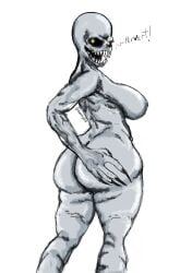 big_breasts breasts capcom chubby chubby_female dialogue edit fangs fcorcello female female_regenerator grey_body monster nightmare_waifu nipples open_mouth open_smile regenerator resident_evil resident_evil_4 resident_evil_4_remake saimy69 smile solo thick_thighs