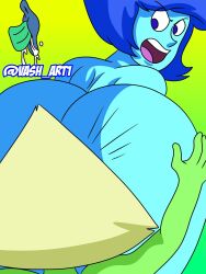 ass ass_grab blue_body blue_eyes blue_hair blue_skin blue_skinned_female cunnilingus eating_ass huge_ass lapis_lazuli_(steven_universe) large_ass nude nude_female oral_sex peridot_(steven_universe) rimming sitting steven_universe vash_art