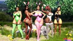 3d 5girls artist_name big_ass big_breasts breasts brown_body brown_skin bubble_ass bubble_butt busty cleavage curvaceous curvy curvy_figure dark-skinned_female digital_media_(artwork) eyebrows eyelashes eyes female female_focus female_only fishnets fit fit_female gigantic_breasts hair high_heels hips hourglass_figure huge_ass huge_breasts human large_ass large_breasts legs lewdmonkeyatwork lewdmonkeywork light-skinned_female light_skin lips massive_breasts mature mature_female multiple_girls original original_character original_characters thick thick_legs thick_thighs thighs top_heavy upper_body voluptuous waist watermark wide_hips