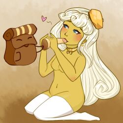 1girls cookie_run cream_puff_cookie long_hair playing_penis_like_flute playing_skinflute tagme white_hair