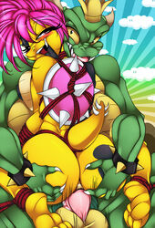 2011 anthro anthro_on_anthro balls bdsm big_breasts bondage bound bowser bracelet breasts claws crown crystal-for-ever duo erection eyes female female_penetrated genitals green green_body hair hi_res horn horns jewelry king_koopa koopa koopaling looking_back makeup male male_penetrating male_penetrating_female mario_(series) mastery_position muscles muscular nintendo nipples non-mammal_breasts nude open_mouth penetration penis pink_eyes pink_hair reptile royalty scalie sex shell spikes straight teeth the_super_mario_bros._super_show! tongue vaginal vaginal_penetration video_games wendy_o._koopa yellow_eyes