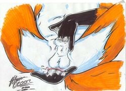 2002 anal anal_fingering canine cum fingering fox male masturbation orange precum sheath_fingering unknown_artist