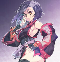 black_hair female final_fantasy final_fantasy_xi hume ninja sideboob solo