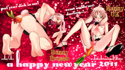 2011 2boys anal animal_ear arthur_kirkland axis_powers_hetalia barefoot blush bunny carrot echo_(spgt) england_(hetalia) eyebrows gilbert_weillschmidt green_eyes heels high_heels male male_only masturbation mewmew_(chocolate_lover) multiple_boys new_year penis prussia_(hetalia) shoes tear yaoi