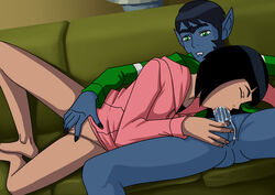 1boy 1girls ben_10 ben_10_alien_force ben_tennyson black_eyes black_hair blue_fur breasts cartoon_network cum cum_drinking cum_in_mouth cum_on_penis edit fellatio female furry green_eyes hair incognitymous interspecies julie_yamamoto light-skinned_female light_skin long_ear male nude open_mouth oral oral_sex orgasm penis short_hair