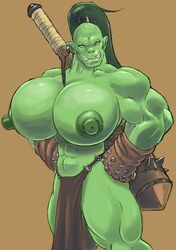 club female gideon green green_skin huge_breasts muscle muscular_female nipples orc orc_female solo solo_female ul-rah_(gideon)