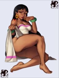 1girls aroused artistotle_(artist) bangs black_hair bracelet bracelets brown_body brown_eyes brown_skin chel chel_(the_road_to_el_dorado) chubby chubby_cheeks chubby_female cleavage crop_top crossed_legs dark-skinned_female dark_hair dark_skin dripping dripping_pussy earrings feet female jewelry latina lips lipstick loincloth loincloth_aside loincloth_lift long_hair partially_clothed pink_lipstick pinup pinup_pose plump plump_lips pov pov_eye_contact raised_arm raised_eyebrows raised_leg red_lipstick seducing seductive seductive_eyes seductive_gaze seductive_look seductive_mouth seductive_pose seductive_smile shaved_crotch shaved_pussy smile smirk solo solo_female solo_focus tan tan-skinned_female tan_body tan_skin tanned tanned_skin teasing teasing_viewer wet wet_pussy