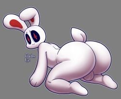 1boy balls bent_over big_ass black_eyes bunny chikn_nuggit goldeneyensfw grey_background huge_ass iscream_(chikn_nuggit) male_only on_fours presenting red_pupils simple_background solo_male tagme