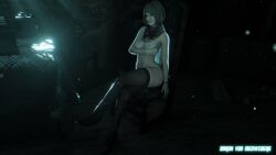 1girls 3d american aqua_eyes ashley_graham ashley_graham_(ella_freya) baron_von_meowsberg blender blonde_hair blue_eyes breasts capcom cute female green_eyes light-skinned_female looking_at_viewer medium_breasts medium_hair night petite resident_evil resident_evil_4 resident_evil_4_remake scarf seat slim smile stockings teeth thick_thighs thighhighs thighs