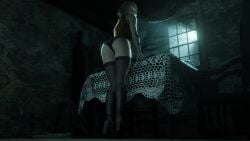 1girls 3d american aqua_eyes ashley_graham ashley_graham_(ella_freya) ass back_view baron_von_meowsberg blender blonde_hair blue_eyes butt capcom cute dat_ass green_eyes hips light-skinned_female looking_at_viewer looking_back medium_hair night panties petite presenting_ass resident_evil resident_evil_4 resident_evil_4_remake slim stockings teenager thick_thighs thighhighs thighs turtleneck viewed_from_below